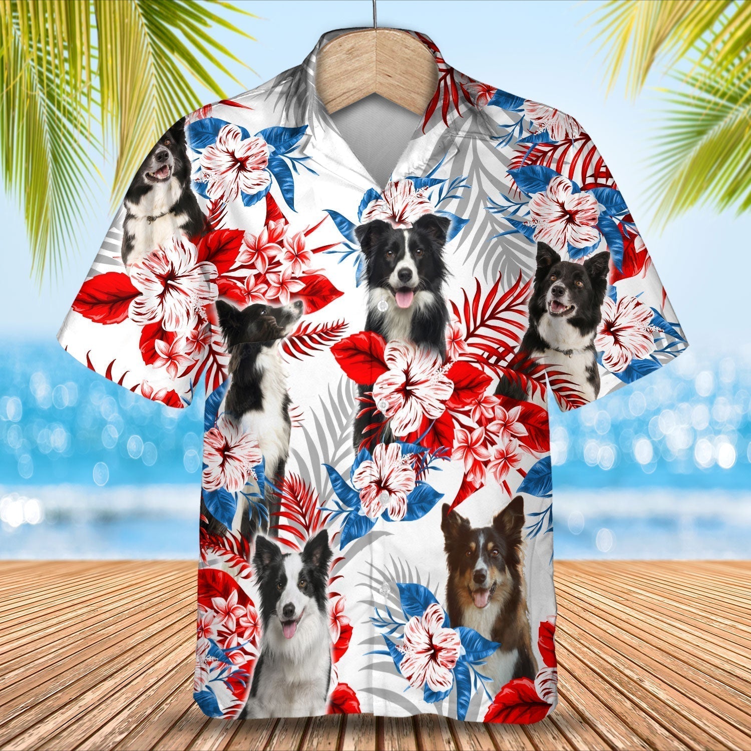 Border Collie Hawaiian Shirt- Summer aloha shirt/ Hawaiian shirt for Men and women
