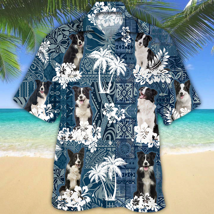 Border Collie Hawaiian Shirt/ Dog Hawaiian Shirt Men women/ Short Sleeve Hawaiian Aloha Shirt