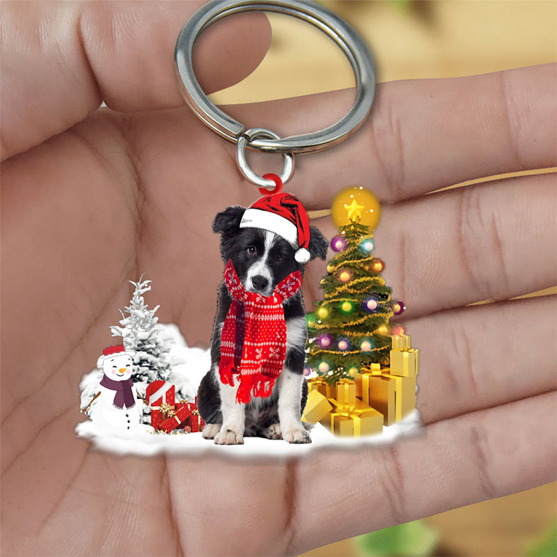 Border Collie Early Merry Christmas Acrylic Keychain Dog Keychain
