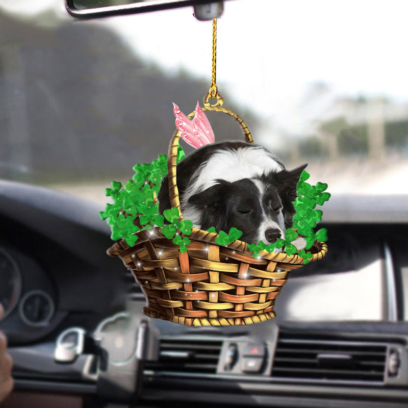 Border Collie-Sleeping Lucky Fairy-Two Sided Ornament/ Funny Dog Car Hanging Ornaments