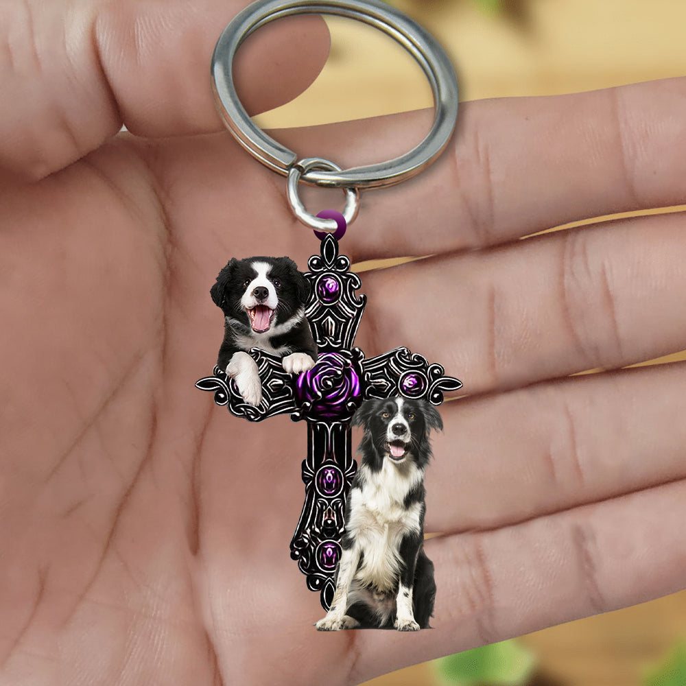 Border Collie Pray For God Acrylic Keychain Dog Keychain Coolspod