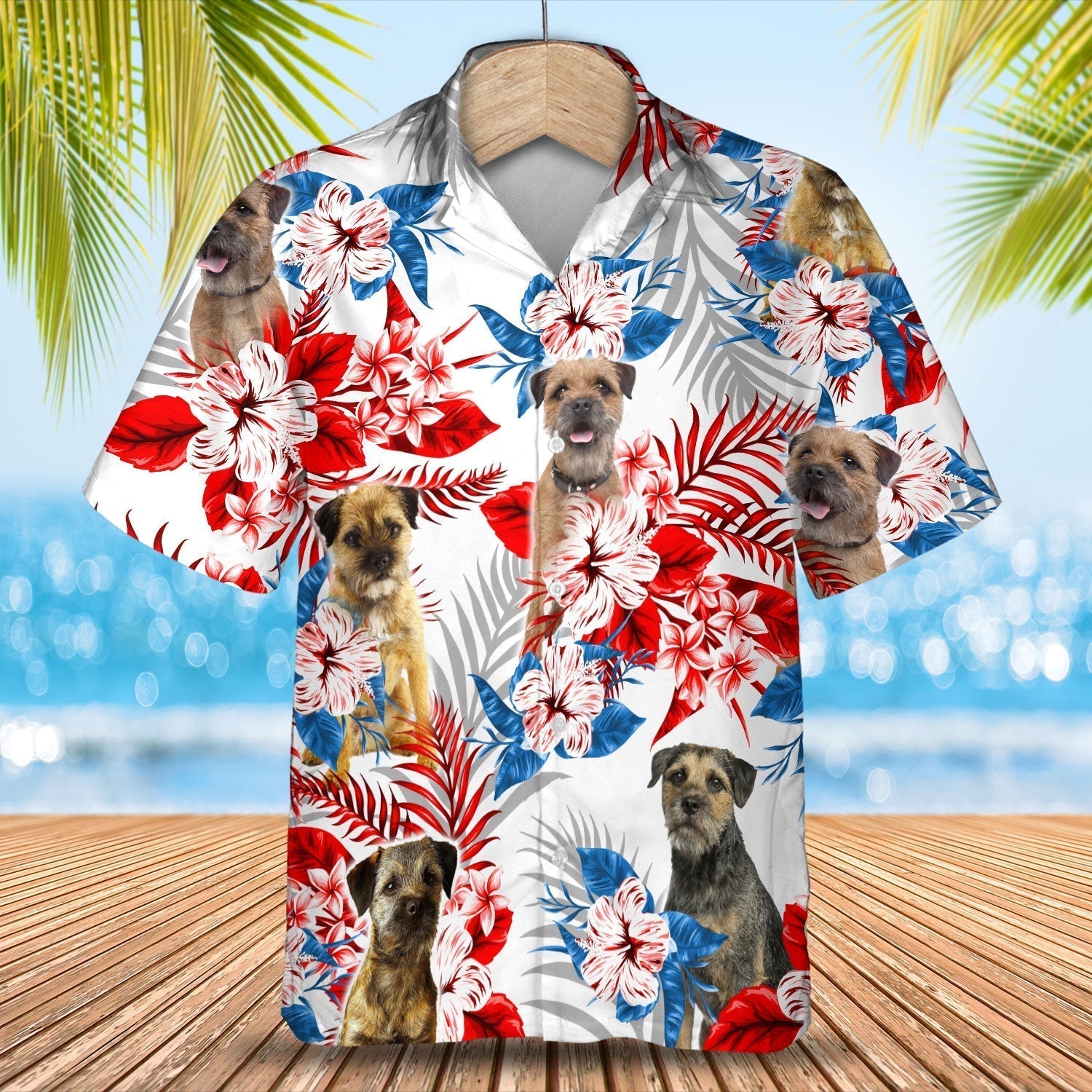 Border Terrier Hawaiian Shirt - Summer aloha shirt/ Hawaiian shirt for Men and women