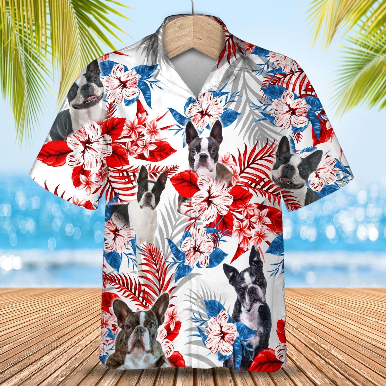 Boston Terrier Hawaiian Shirt- Summer aloha shirt/ Hawaiian shirt for Men and women
