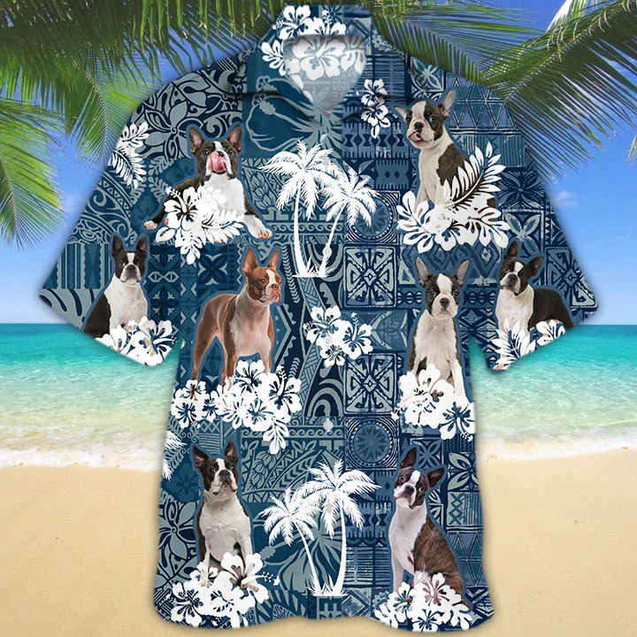 Boston Terrier Hawaiian Shirt/ Dog Hawaiian Shirt Men women/ Short Sleeve Hawaiian Aloha Shirt