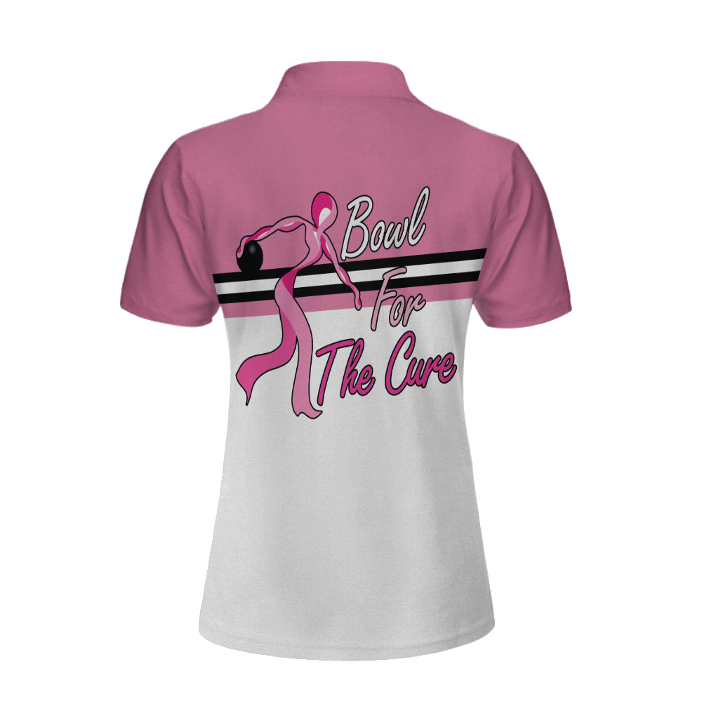 Bowl For The Cure Short Sleeve Women Polo Shirt/ Breast Cancer Awareness Polo Shirt For Ladies/ Pink Ribbon Shirt Coolspod
