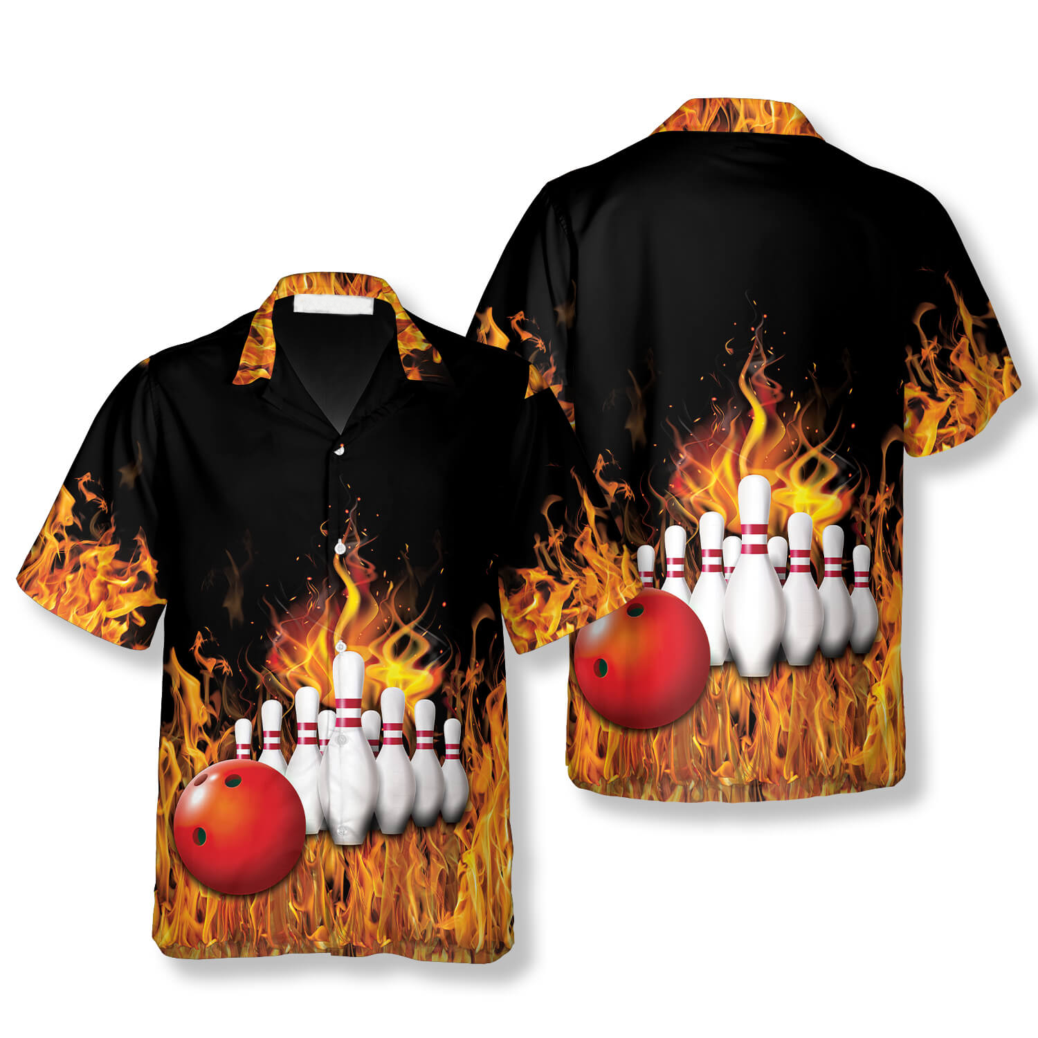 Bowling Strike and Strip Lines Pattern Bowling Hawaiian Shirt/ 3D All Over Print Bowling Hawaiian Shirt