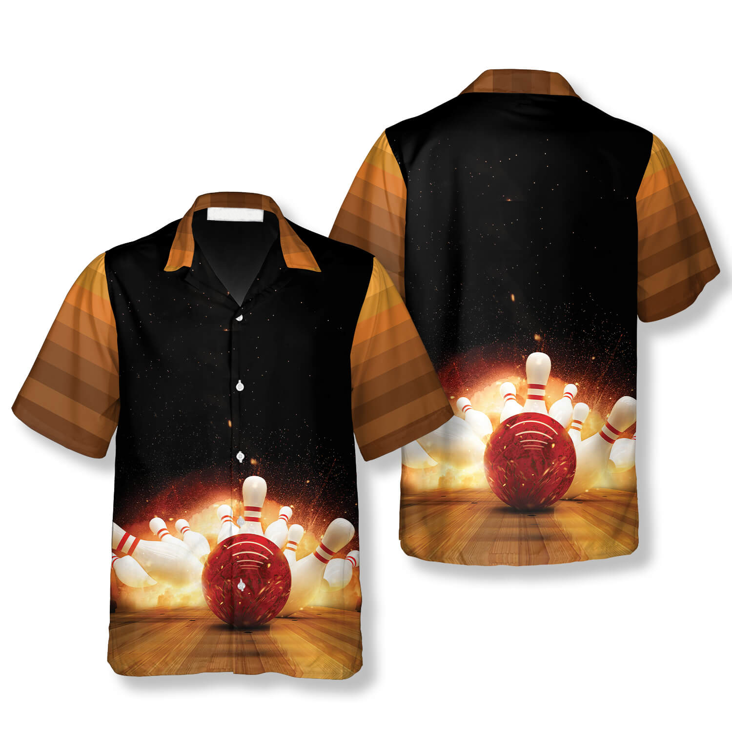 Bowling Strike and Strip Lines Pattern Bowling Hawaiian Shirt/ 3D All Over Print Bowling Hawaiian Shirt