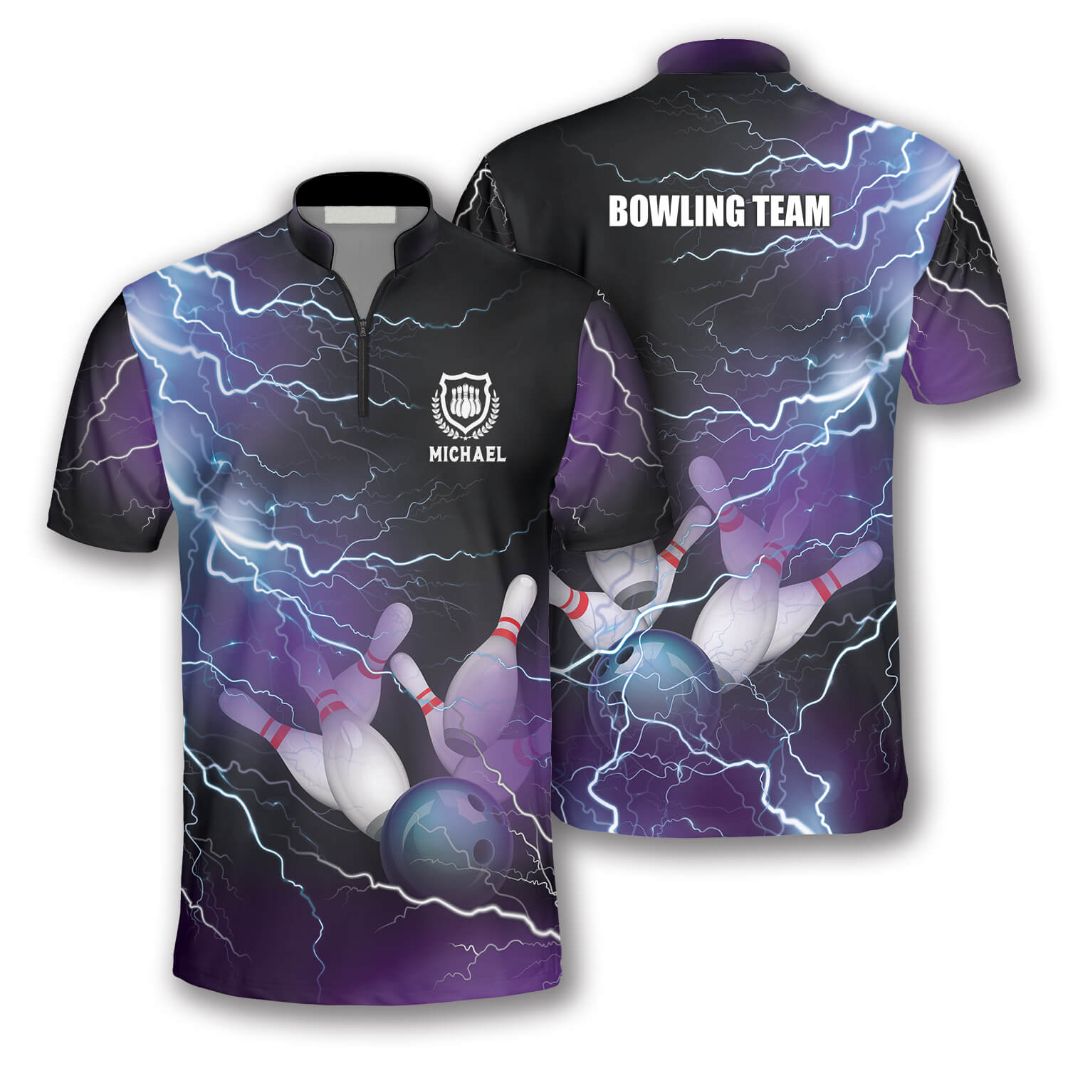 Bowling Strike Thunder Lightning Custom Bowling Jerseys for Men/ Uniform Shirt for Bowling Team