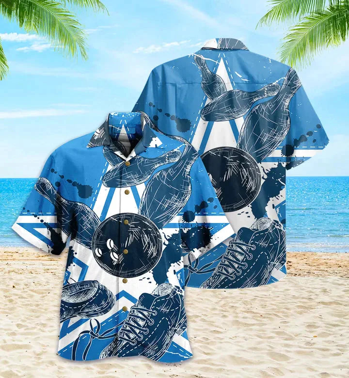 Bowling Blue Hawaiian Shirt 3D for Men and women/ Perfect Gift for Bowler