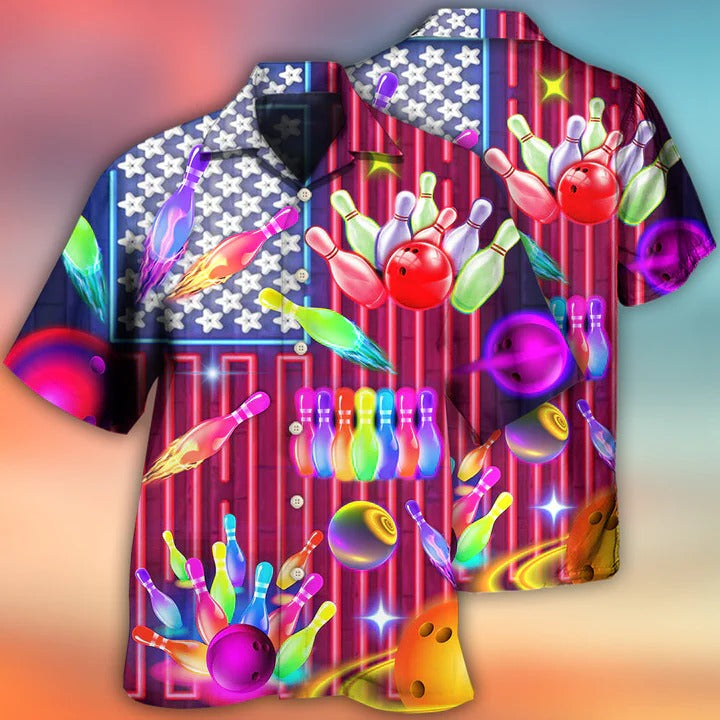 Colorful Bowling Hawaiian Shirt Short Sleeve