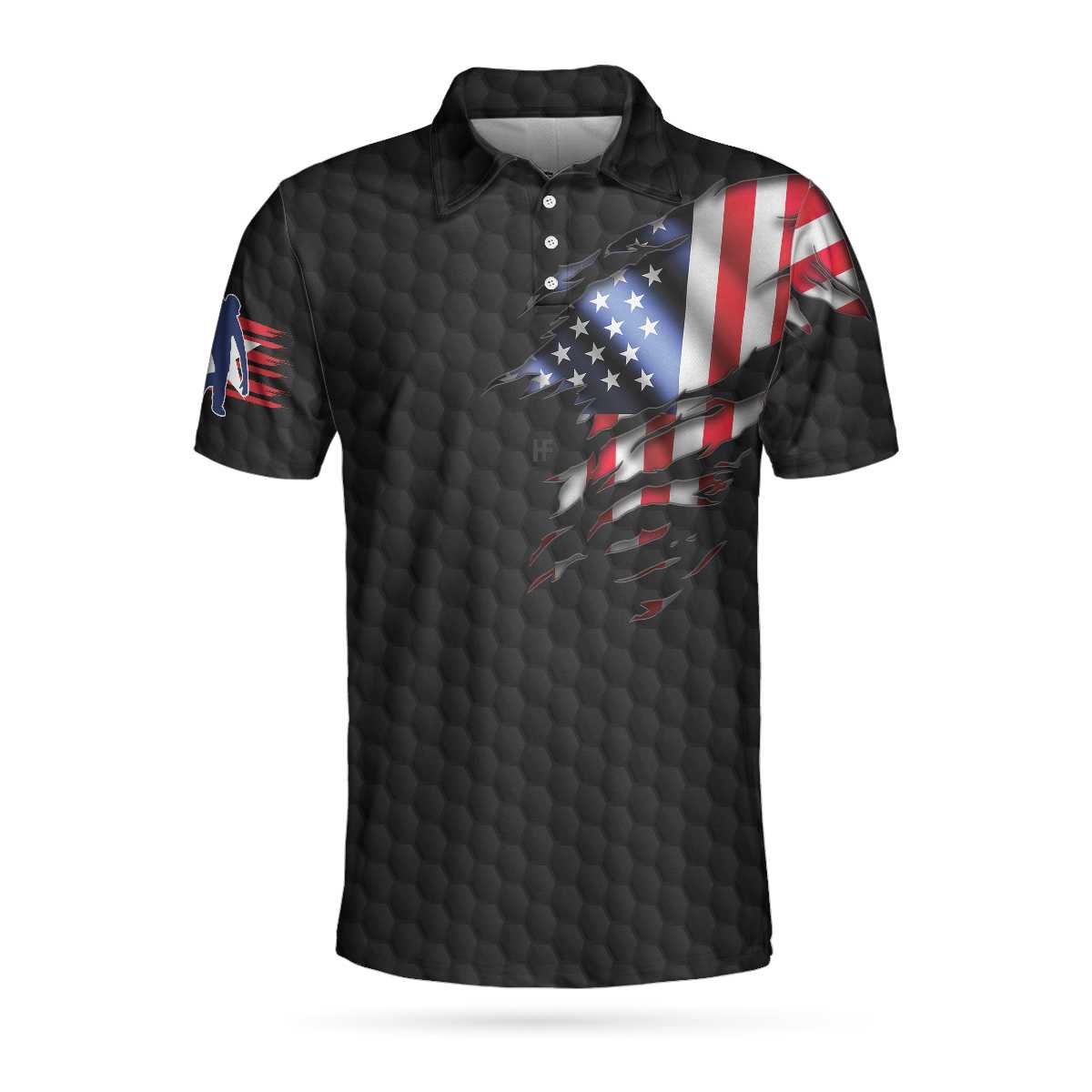 Black American Flag Bowling Polo Shirt/ Cool Usa Flag Bowling Shirt For Men/ Bowling Shirt Uniform