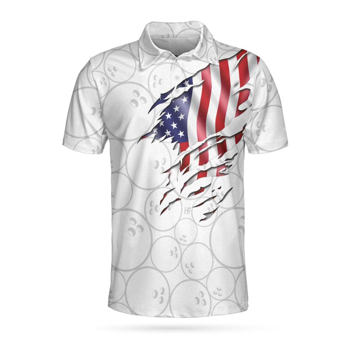 Bowling American Flag White Background Polo Shirt/ American Flag Polo Shirt/ Best Bowling Shirt For Men Coolspod