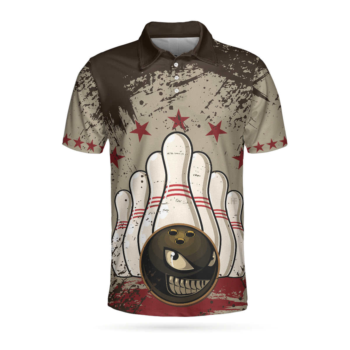 Bowling Ball Vintage Background Short Sleeve Polo Shirt/ Crazy Polo Shirt/ Best Bowling Shirt For Men Coolspod