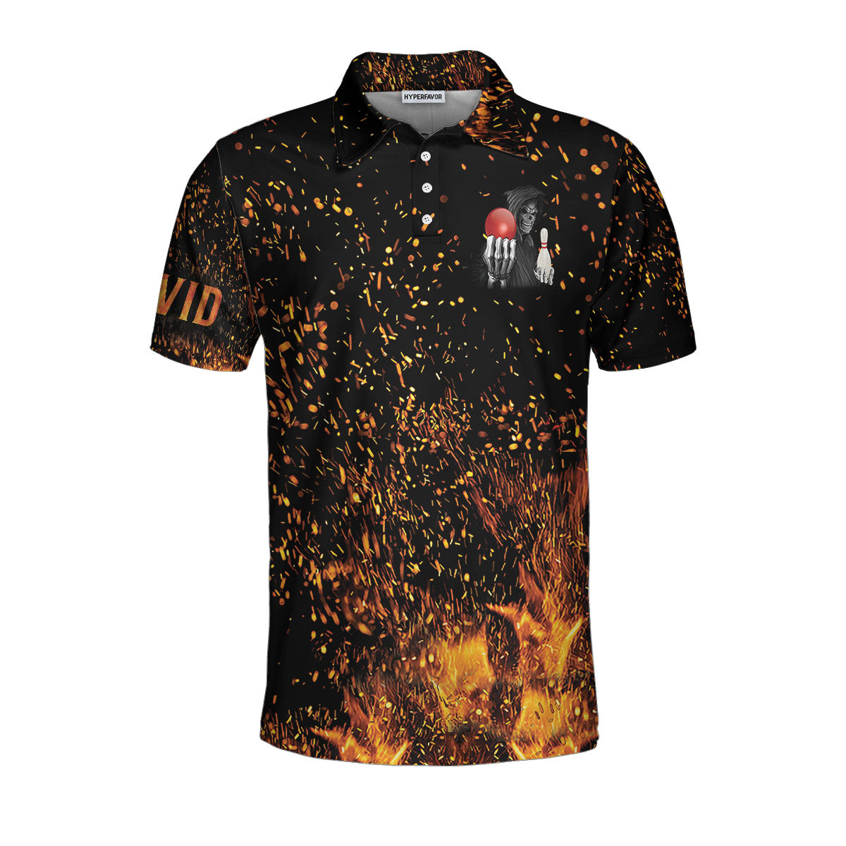 Bowling Beast Custom Polo Shirt/ Flame Pattern Bowling Shirt For Men/ Personalized Bowling Gift Idea Coolspod