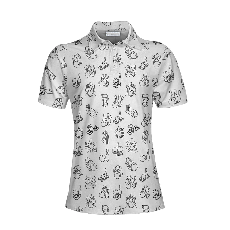 Bowling Icon Pattern Short Sleeve Women Polo Shirt/ Cool Bowling Polo Shirt For Female Bowlers/ Best Bowling Gift Idea Coolspod