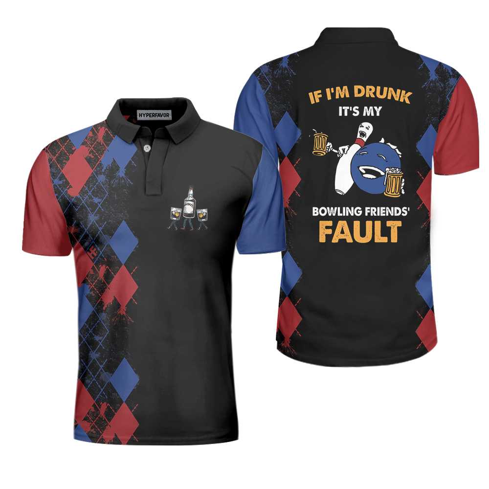 Bowling If I''M Drunk Polo Shirt/ Argyle Pattern Polo Shirt Design/ Funny Bowling Shirt For Male Players Coolspod