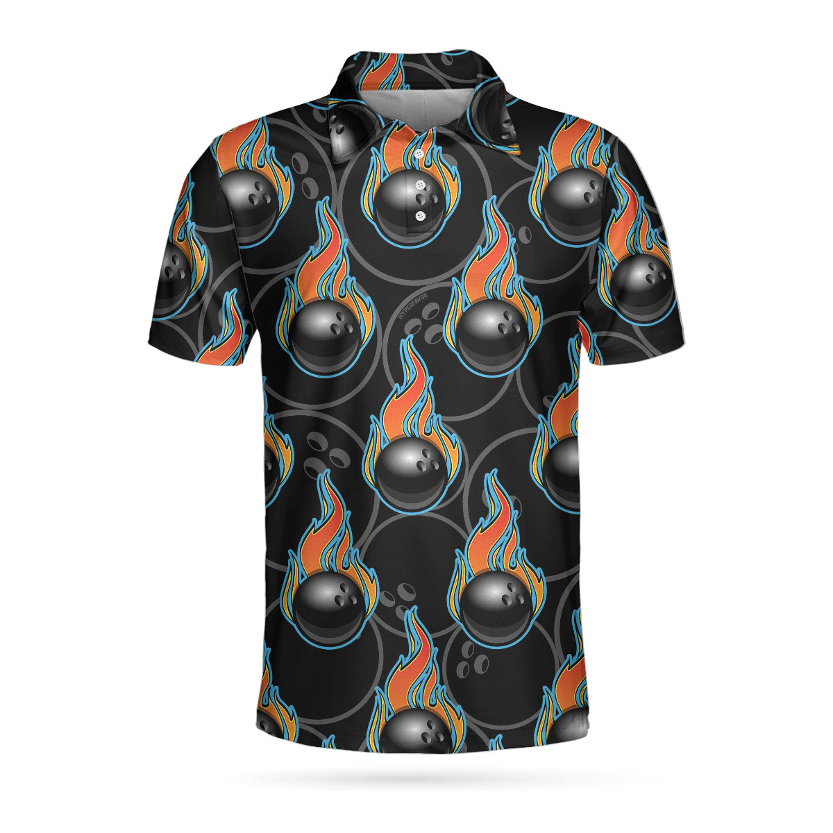 Bowling In Fire Seamless Pattern Short Sleeve Polo Shirt/ Bowling Ball Polo Shirt/ Best Bowling Shirt For Men Coolspod