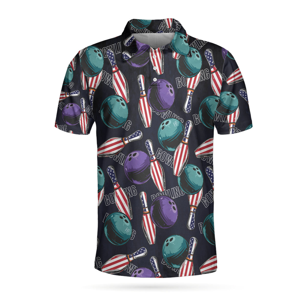 Bowling Is My Life Polo Shirt/ American Flag Pattern Bowling Shirt For Men Coolspod