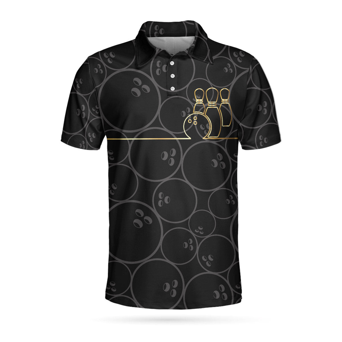 Bowling Pattern And Golden Polo Shirt/ Bowling Ball Background Polo Shirt/ Best Bowling Shirt For Men Coolspod