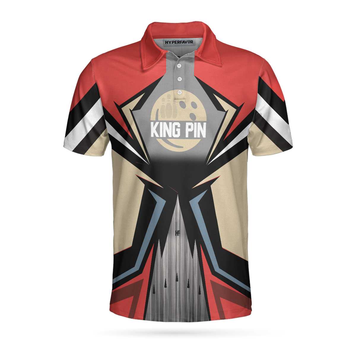 Bowling Red King Pin Custom Polo Shirt/ Colorful Personalized Bowling Polo Shirt With Name/ Custom Bowling Gift Coolspod