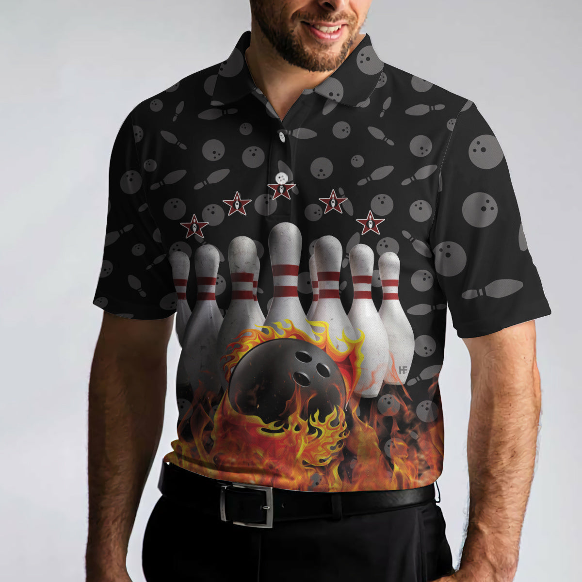 Bowling Skull Flame Custom Polo Shirt/ Personalized Skull Bowling Polo Style Shirt/ Bowling Gift Idea Coolspod