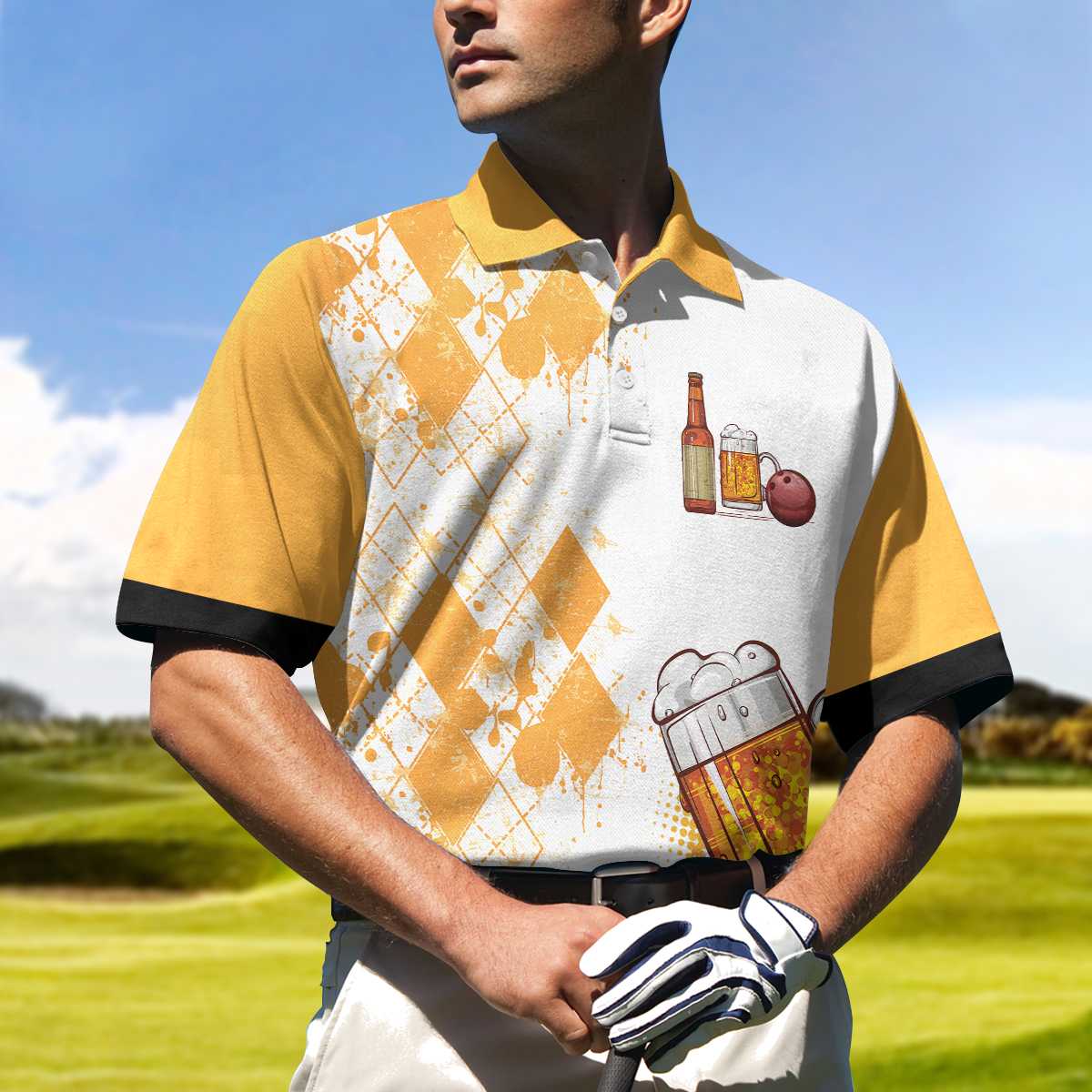 Bowling Solves My Most Problems Drinking Solves The Rest Polo Shirt/ Argyle Pattern Beer Polo Shirt/ Bowling Shirt For Men Coolspod