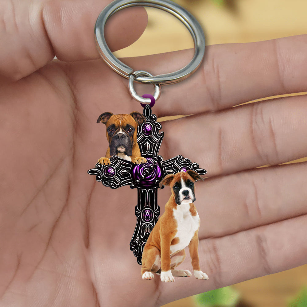Boxer Pray For God Acrylic Keychain Dog Keychain Coolspod
