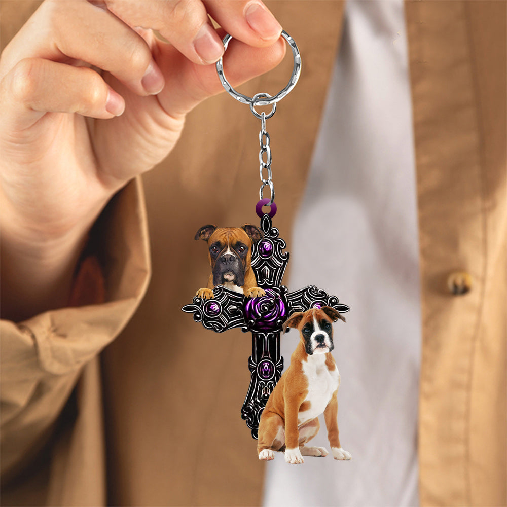 Boxer Pray For God Acrylic Keychain Dog Keychain Coolspod
