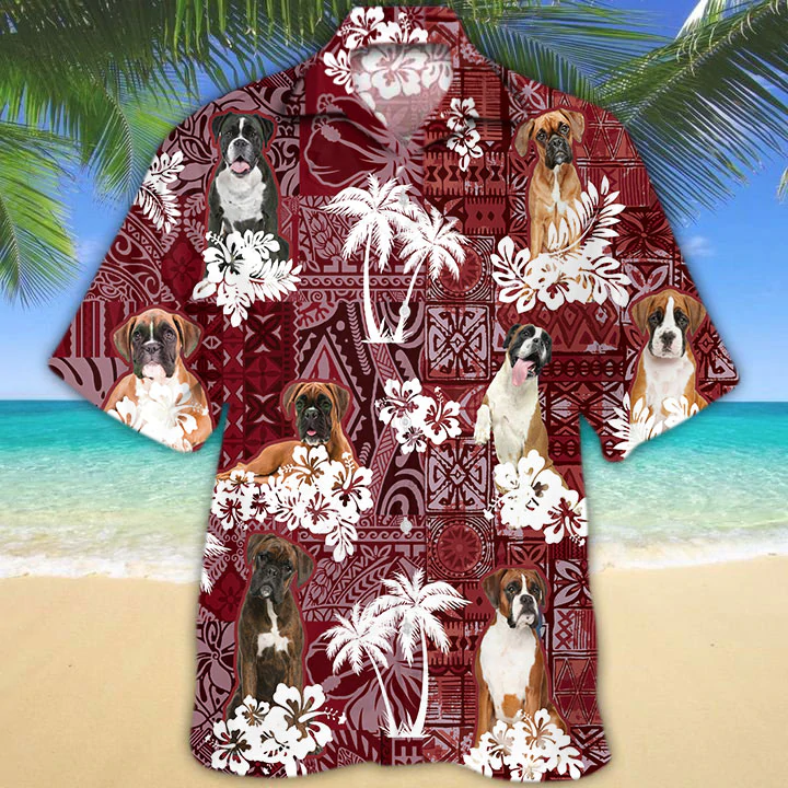 Boxer Dog Hawaiian Shirt/ Gift for Dog Lover Shirts/ Animal Summer Shirts/ Hawaiian Shirt Men