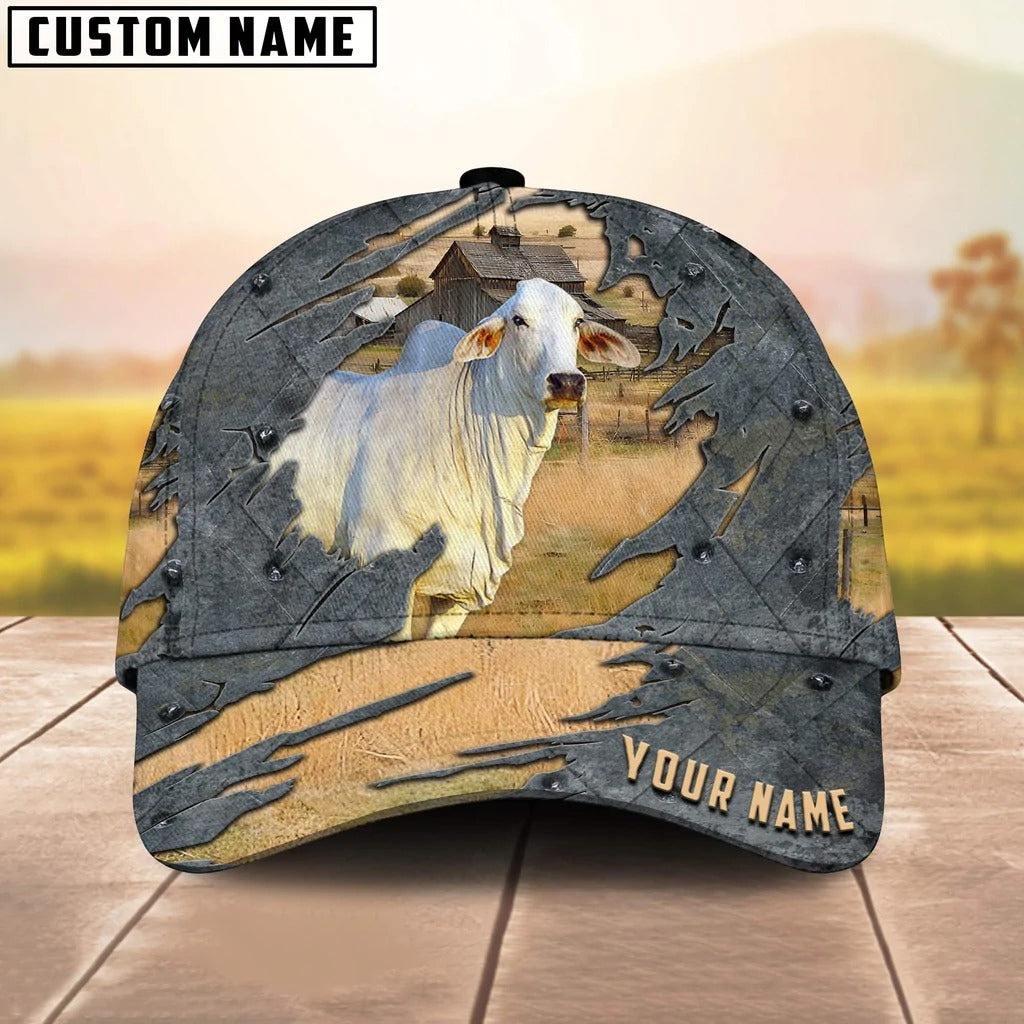 Custom 3D Full Print White Brahman Cap Hat/ Baseball Brahman Cap/ Farm Baseball Hat