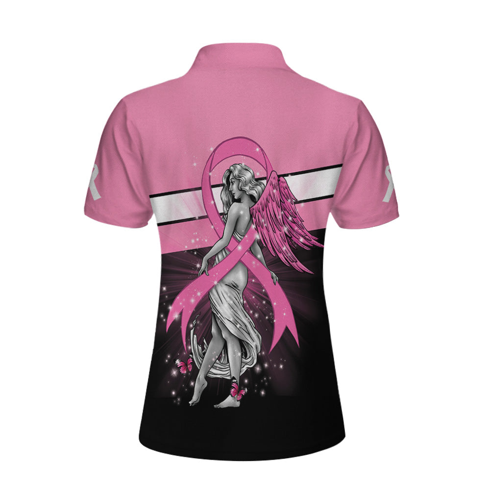 Breast Cancer Angel Breast Cancer Awareness Short Sleeve Women Polo Shirt Coolspod
