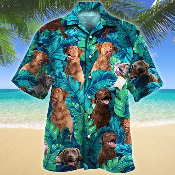 Bright Chesapeake Bay Retriever Dog Lovers Gift Tropical Forest Hawaiian Shirt