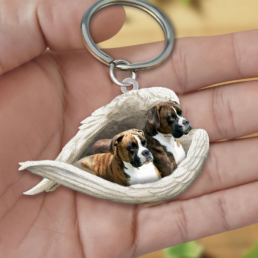 Brindle Boxer Sleeping Angel Acrylic Keychain Dog Sleeping keychain