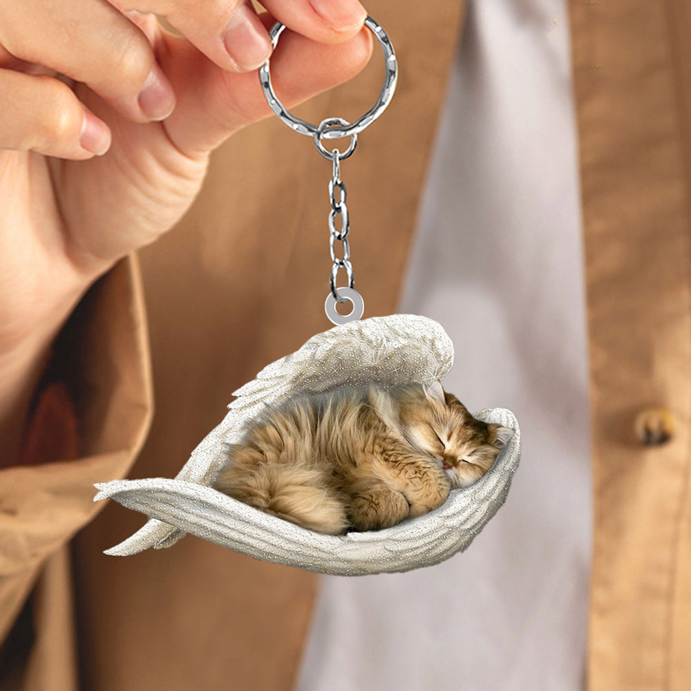 British Longhair Cat Sleeping Angel Acrylic Keychain Cat Sleeping keychain