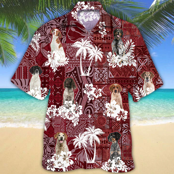Brittany Spaniel red Hawaiian Shirt/ Gift for Dog Lover Shirts/ Animal Summer Shirts/ Hawaiian Shirt Men