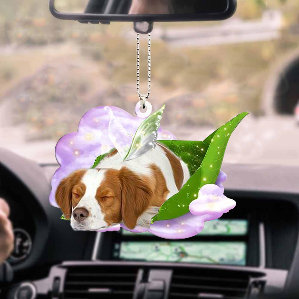 Brittany Spaniel-Sleep On Fallen Leaves-Two Sided Ornament