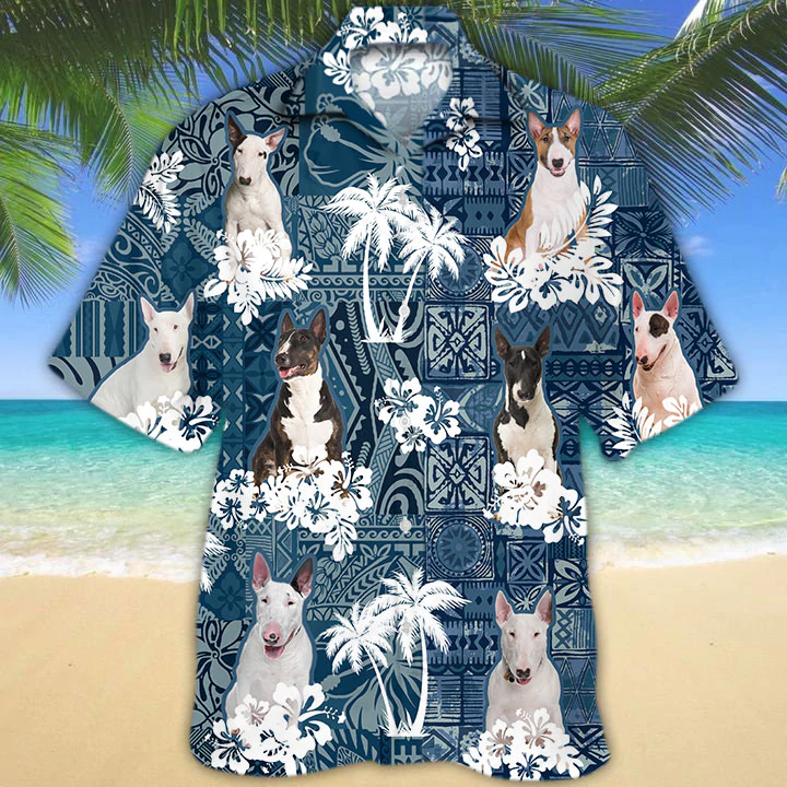 Bull Terrier Hawaiian Shirt/ Hawaiian Shirt For Men/ Women/ gift for Dog lovers
