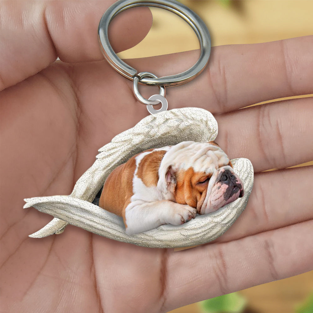 Bulldog Sleeping Angel Acrylic Keychain Dog Sleeping keychain
