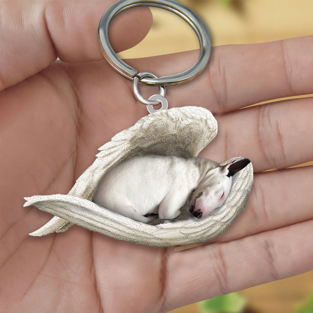 Bull Terrier Sleeping Angel Acrylic Keychain Dog Sleeping keychain