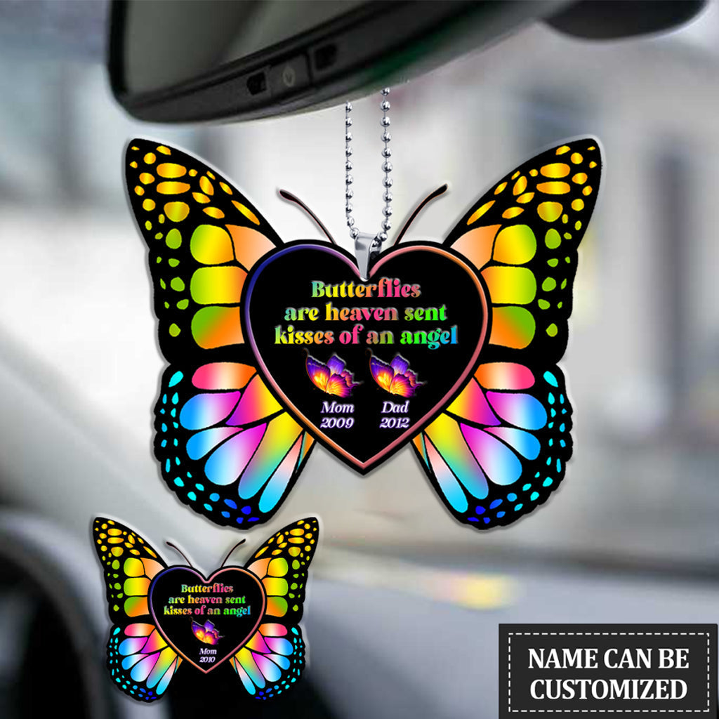 Personalized Memorial Ornament Butterflies Are Heaven Sent Kisses Of An Angel Lost Mom Dad Car Hanging Ornament