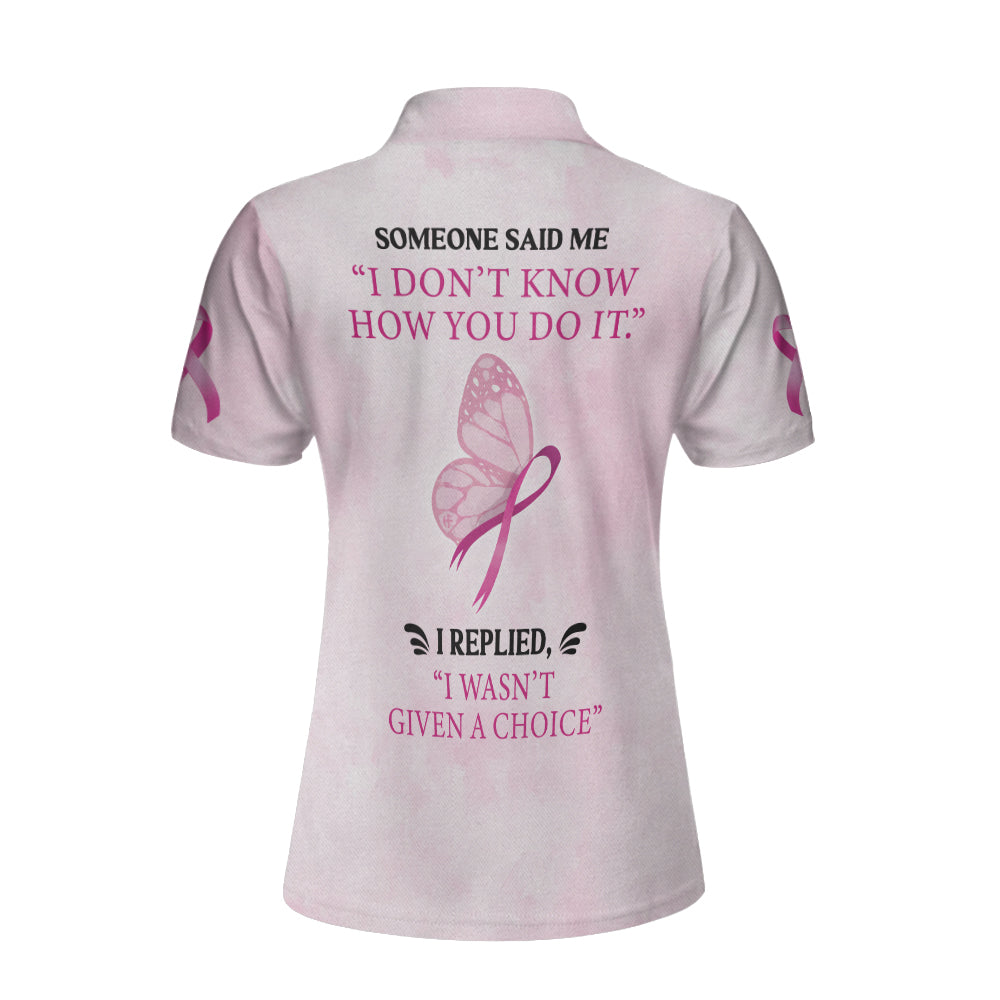 Butterfly Breast Cancer Awareness Short Sleeve Women Polo Shirt/ Pink Awareness Ribbon Polo Shirt For Ladies Coolspod