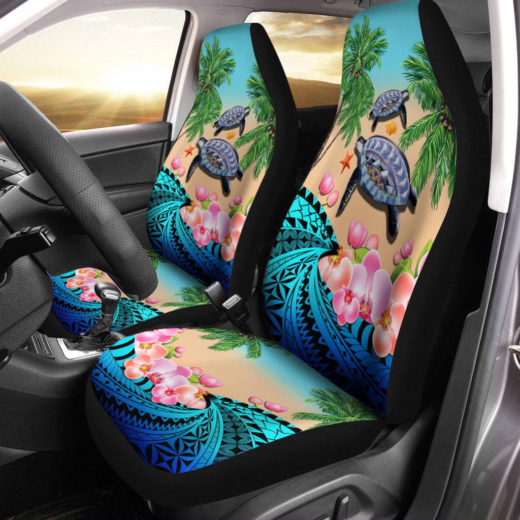 Polynesian Turtle Coconut Tree And Orchids Car Seat Covers