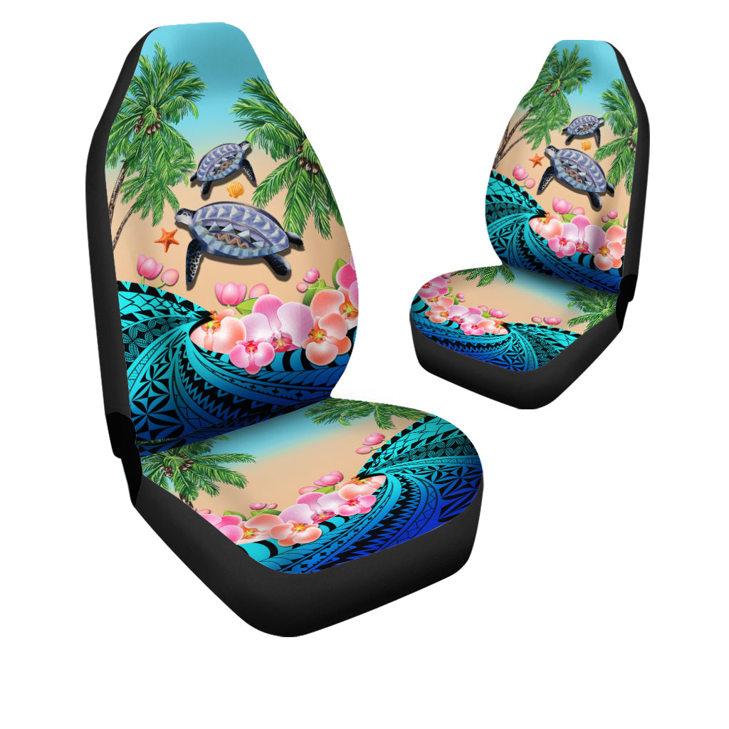 Polynesian Turtle Coconut Tree And Orchids Car Seat Covers