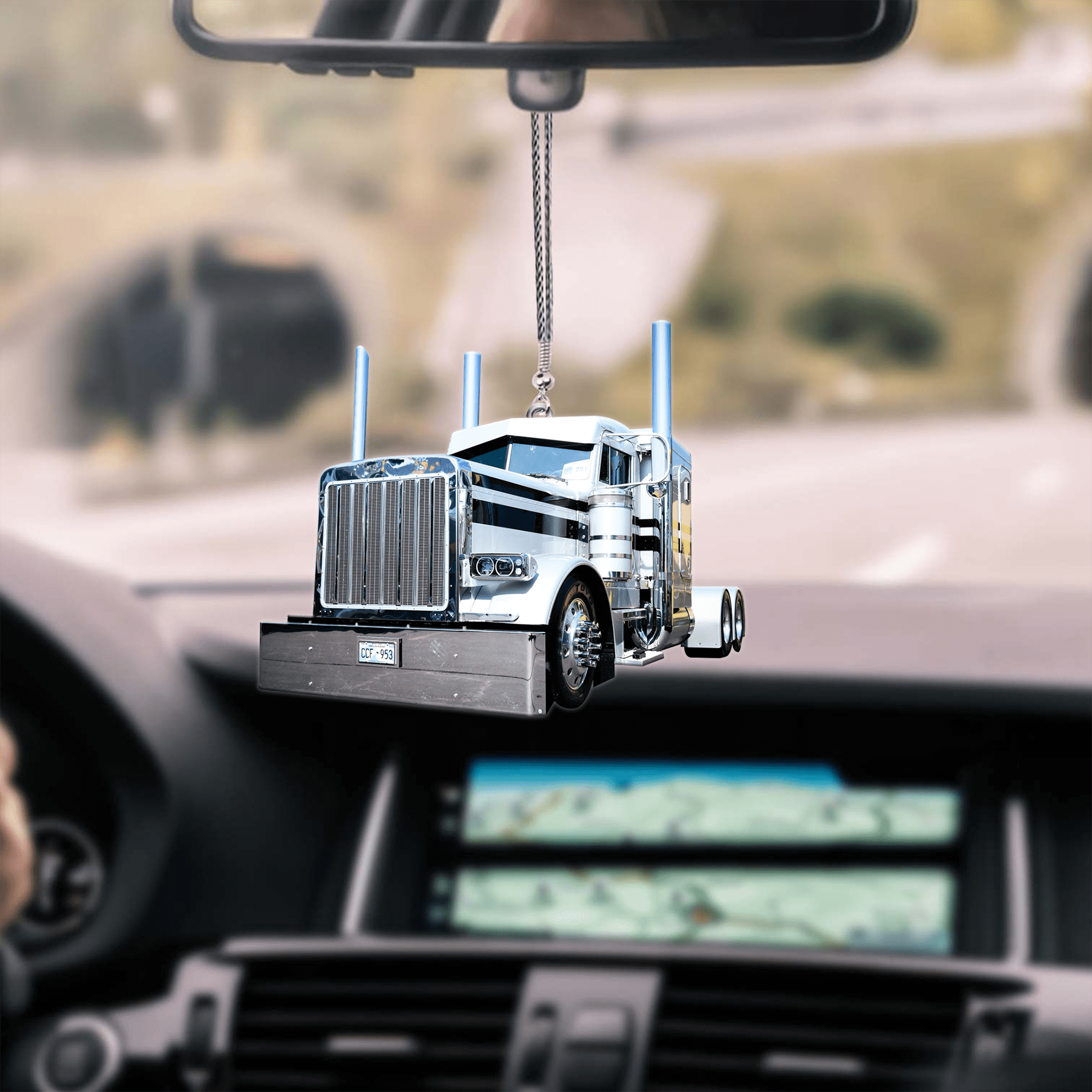 White Truck Car Hanging Ornament Coolspod