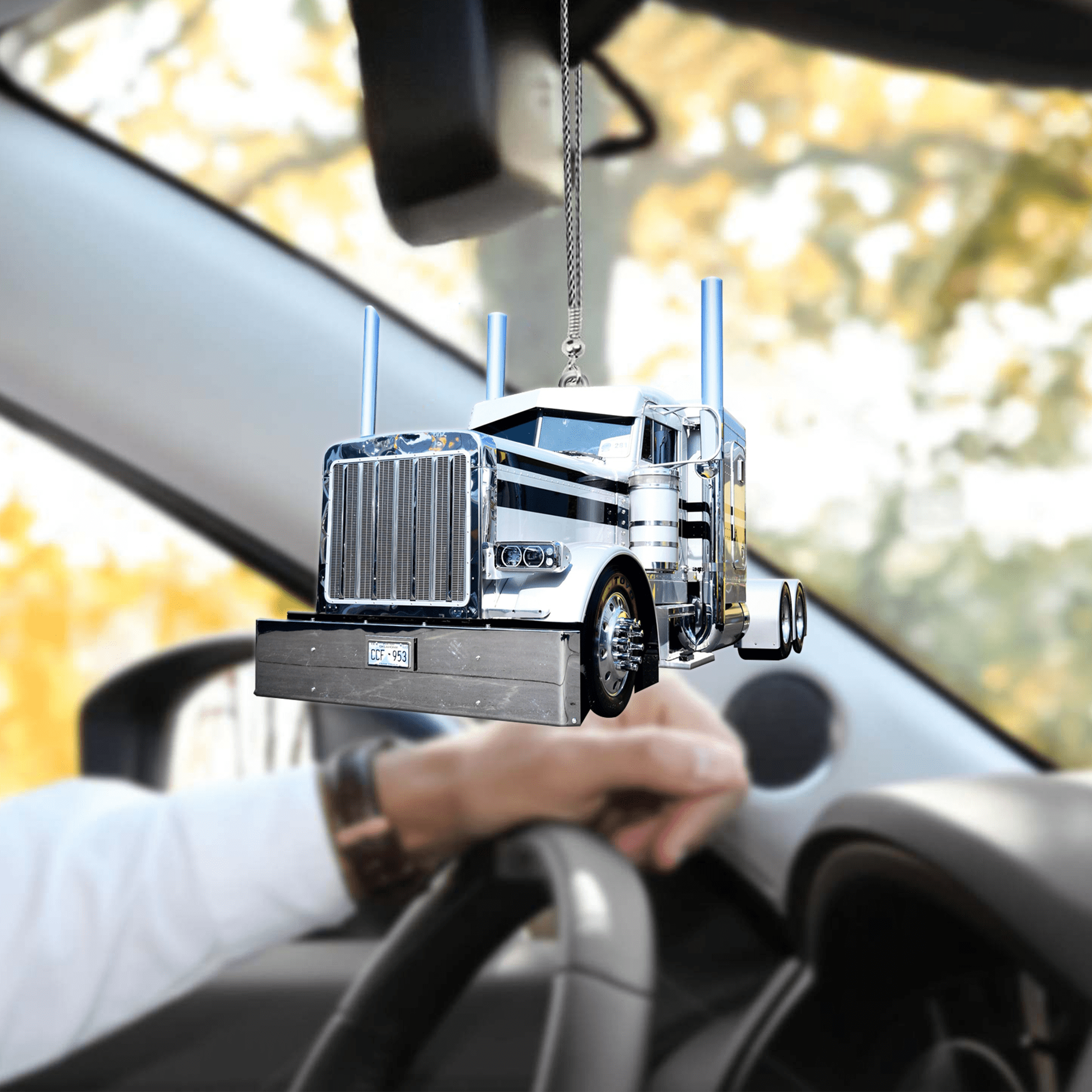 White Truck Car Hanging Ornament Coolspod
