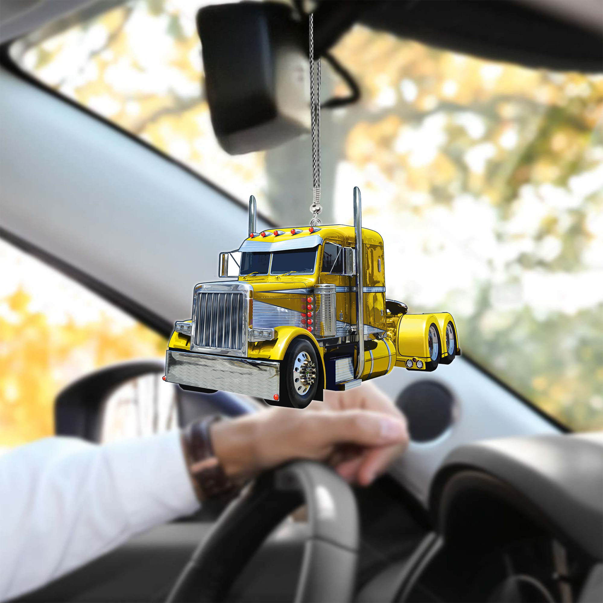 3D Yellow Truck Hanging Ornament For Auto Car Ornament