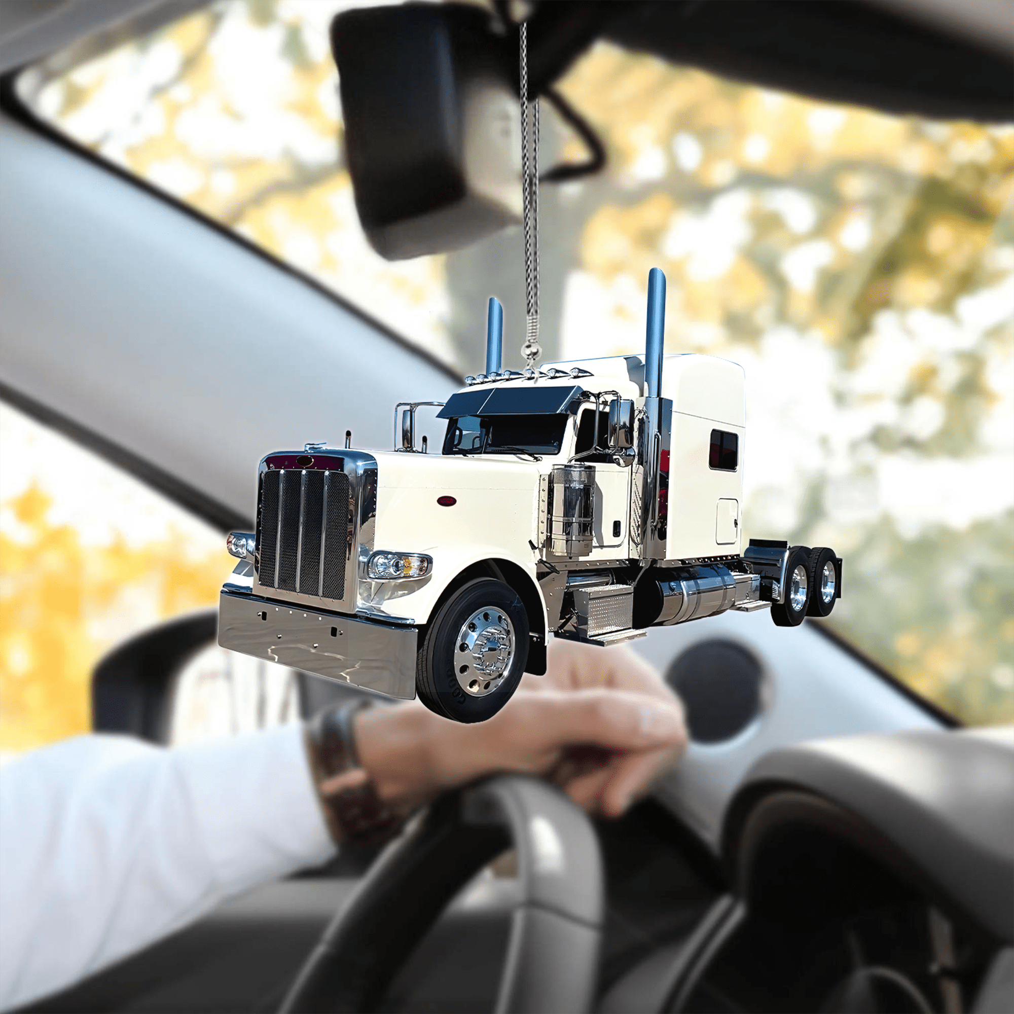 Coolspod White Truck Car Hanging Ornament Trucker Gifts