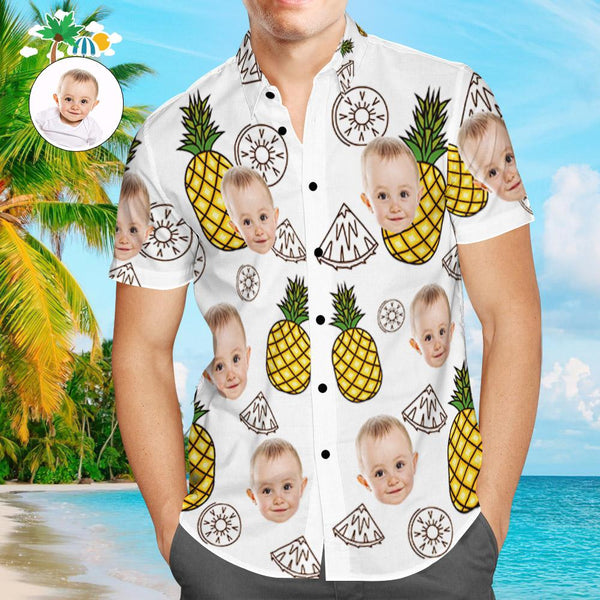 Custom Face Shirt Hawaiian Shirt For Men Funny Pineapple/ Funny Baby Hawaiian/ Shirt for Dad