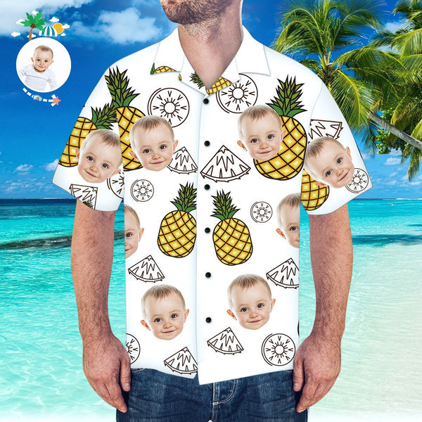Custom Face Shirt Hawaiian Shirt For Men Funny Pineapple/ Funny Baby Hawaiian/ Shirt for Dad
