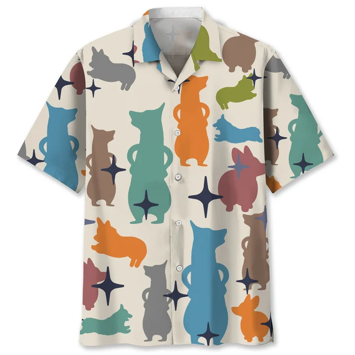 Corgi vintage Hawaiian Shirt/ Hawaiian shirt for men/ Summer gift for Dog lovers